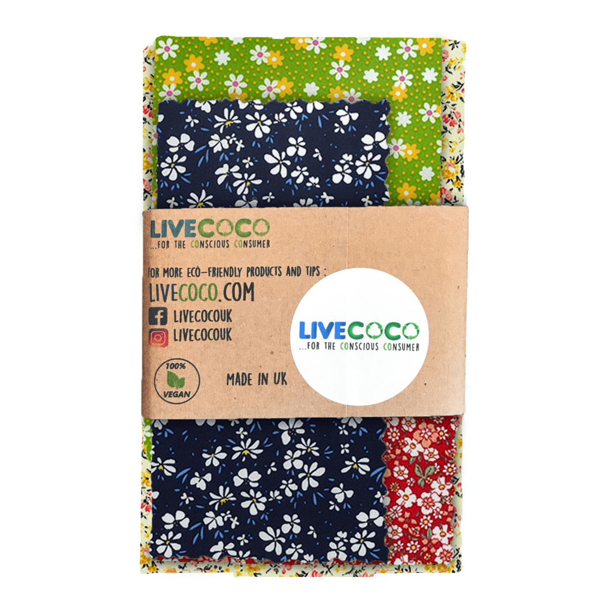 Reusable Vegan Eco Food Wraps (4 Per Pack)