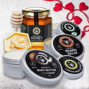 Men's beeswax grooming gift set with skincare products in a box