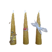 Medium hand rolled beeswax candle from a honeycomb sheet