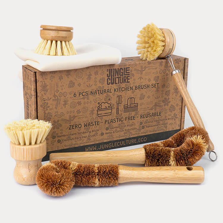 Plant-Based Dish Brush Set | Zero-Waste Kitchen Scrubbers