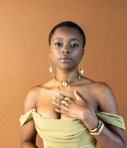 Cowrie Shell Recycled Brass Adjustable Choker