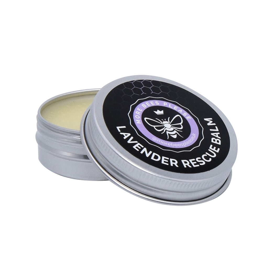 Lavender royal jelly rescue balm in a small tin