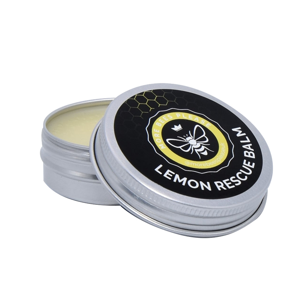 Lemon royal jelly rescue balm in a small tin