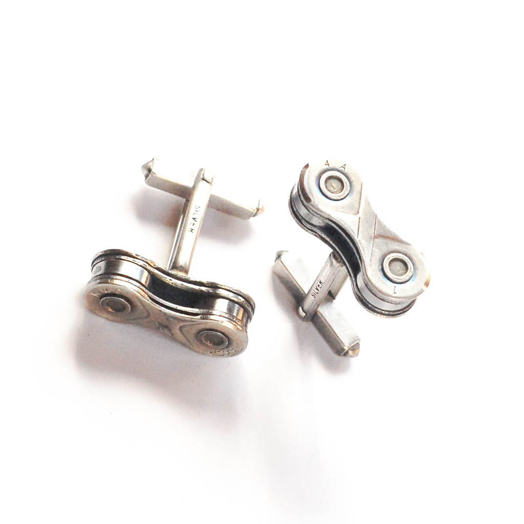 Recycled Bicycle Chain Cufflinks | Eco Gift for Cyclists