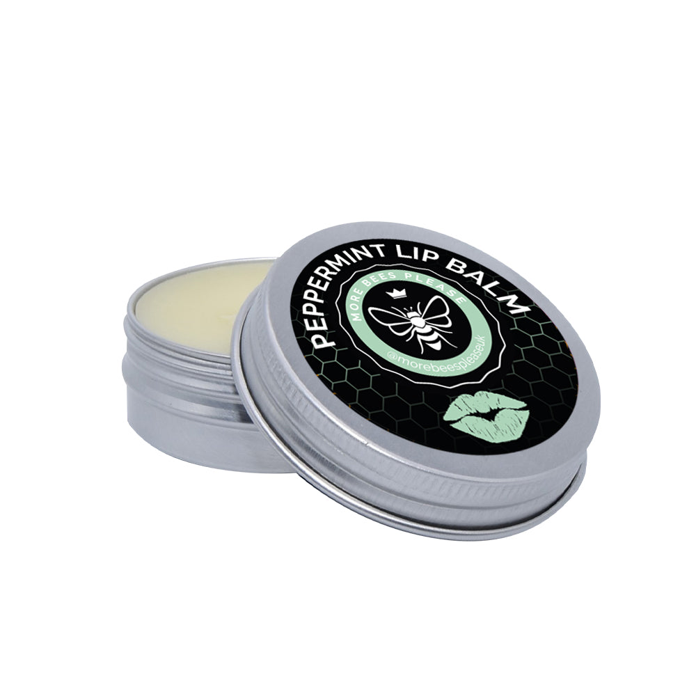 Peppermint beeswax lip balm in a twist-up tube
