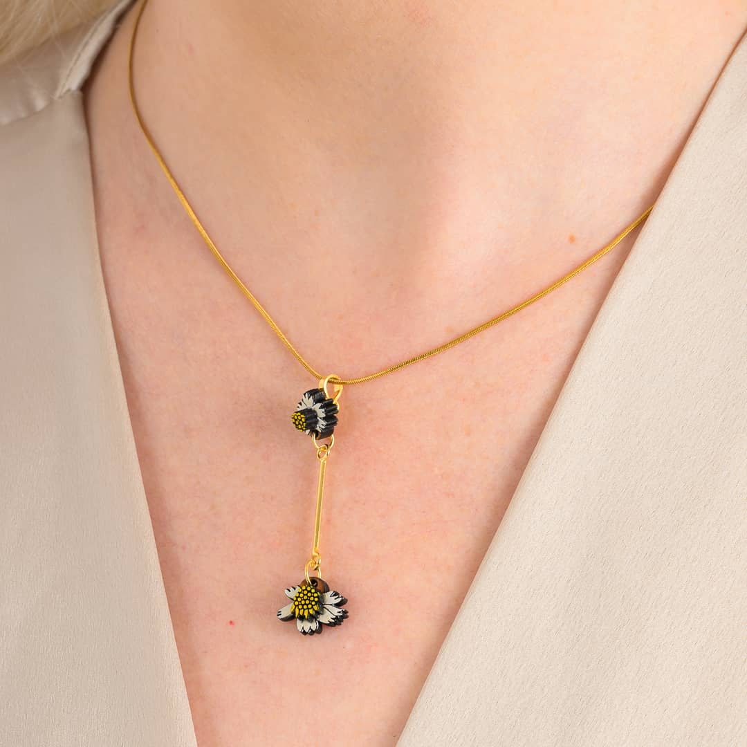 Pilosa Floral Reclaimed Wood Necklace