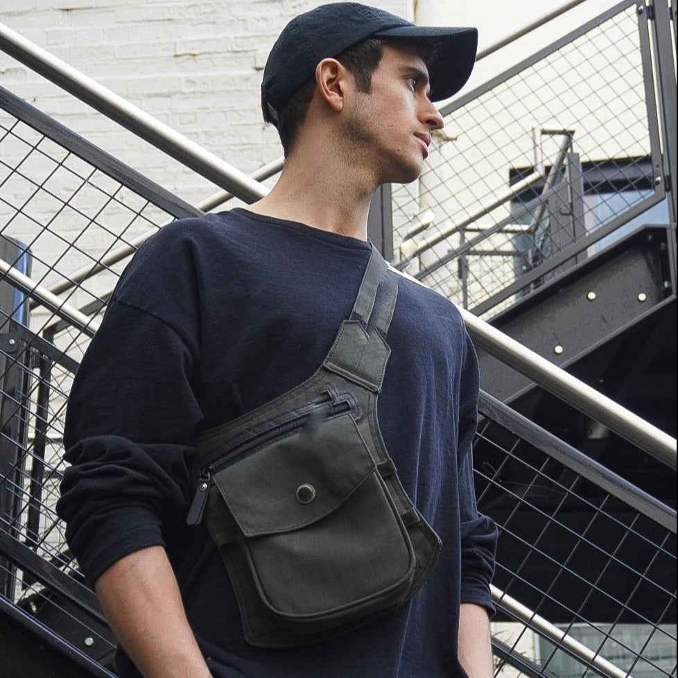 Donald Recycled Canvas Vegan Crossbody Bag