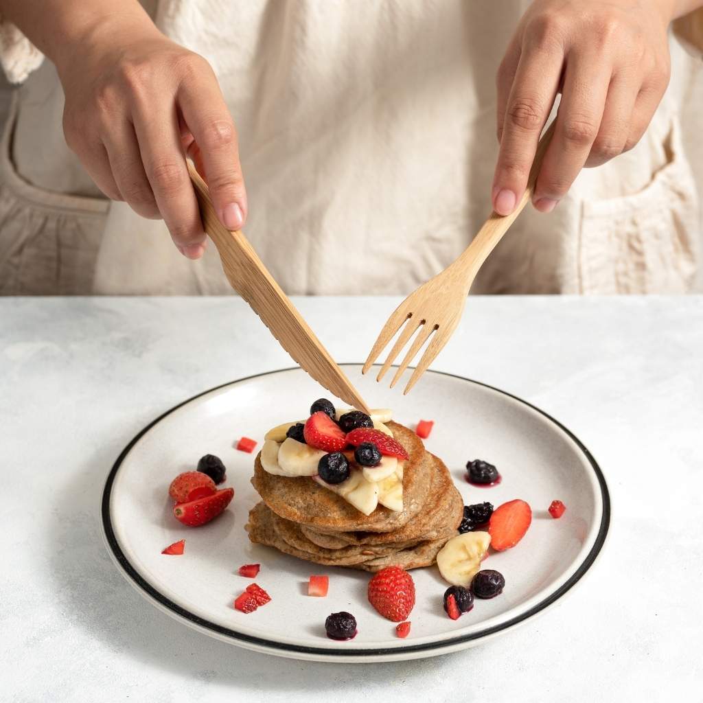 Bamboo Cutlery Set - Light grey bag